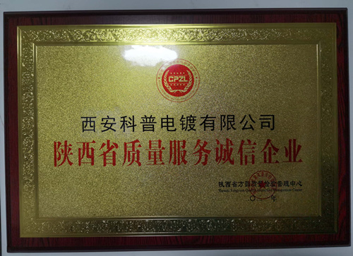 陝(shan)西省質量服(fu)務誠信企業(yè)